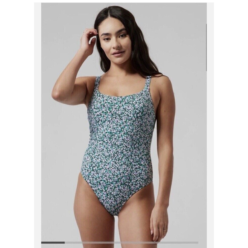 Athleta Womens Small Hermosa Ditsy Floral One Piece Flower Swimsuit Purple Lined